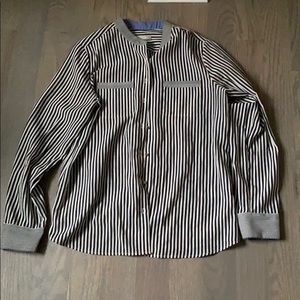 Banana republic black and white striped blouse